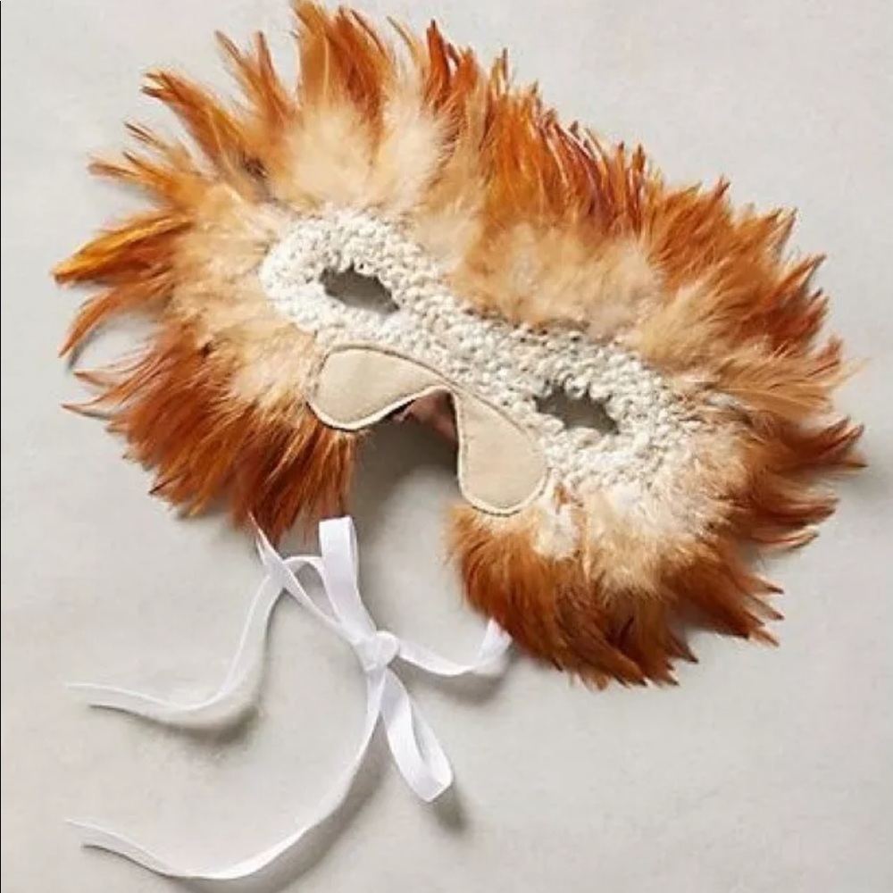 Anthropologie Kids Tie On Theater Feather Owl face Mask